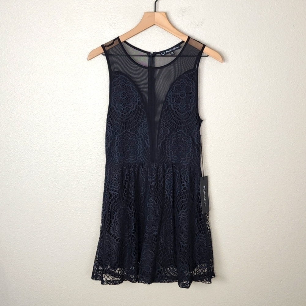 For Love & Lemons Mesh and Lace Skater Dress NWT